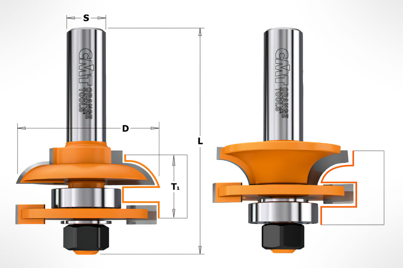 CMT 2 pc Rail & Stile Router Bit Set 1-3/4″ Dia 7/8″ Thickness 1/2