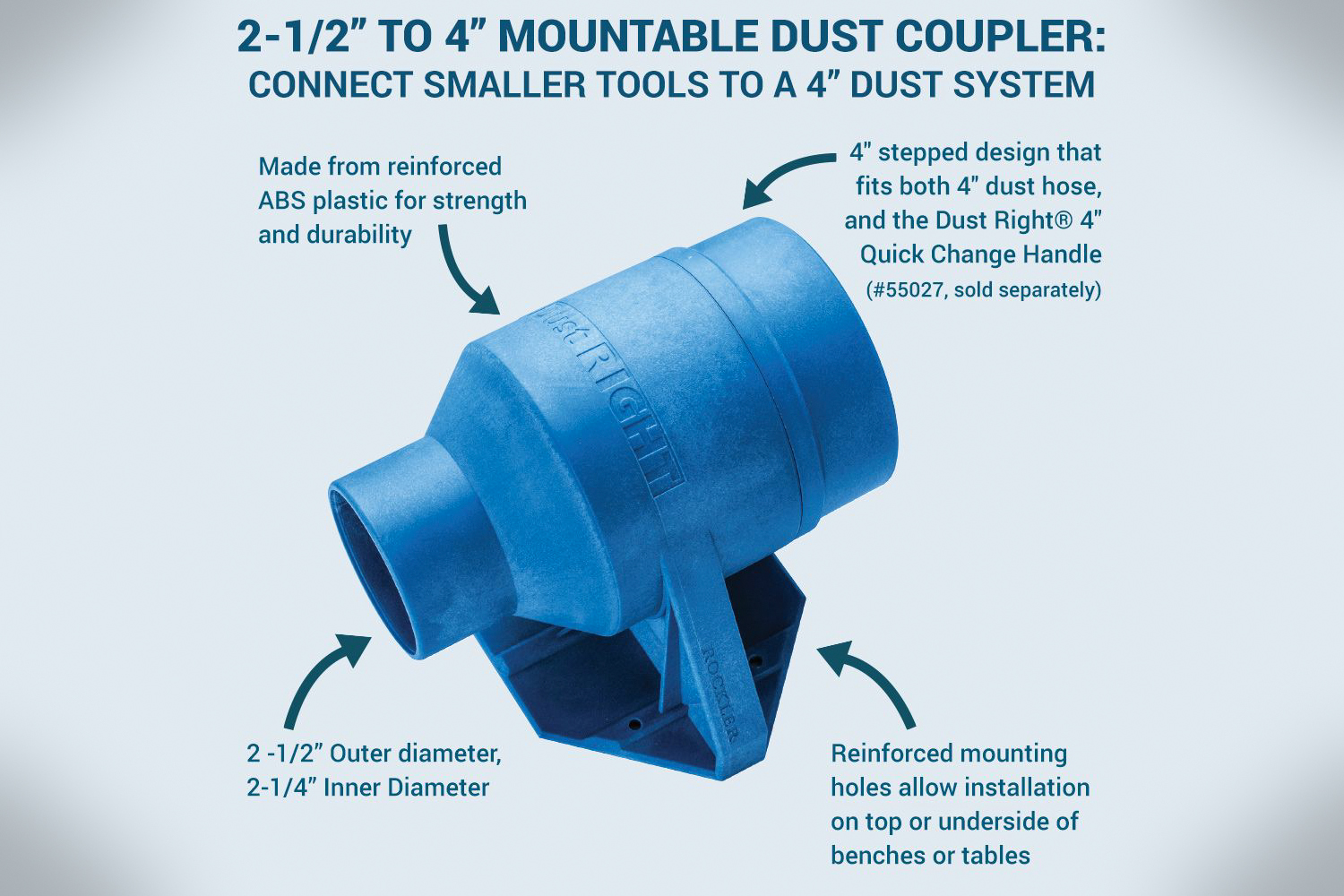 Quick-Connect Dust Collection Fitting Hose to 4" O.D 2-1/2" O.D 