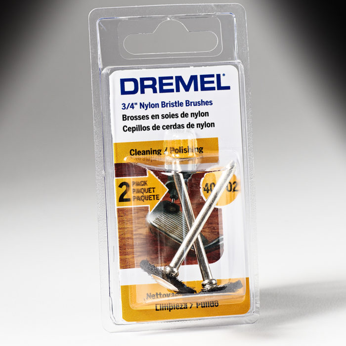 Dremel 403-02 Nylon Bristle Brush 2-Pack - 3/4 Inch For Cleaning & Polishing, 1/8 Inch Shank