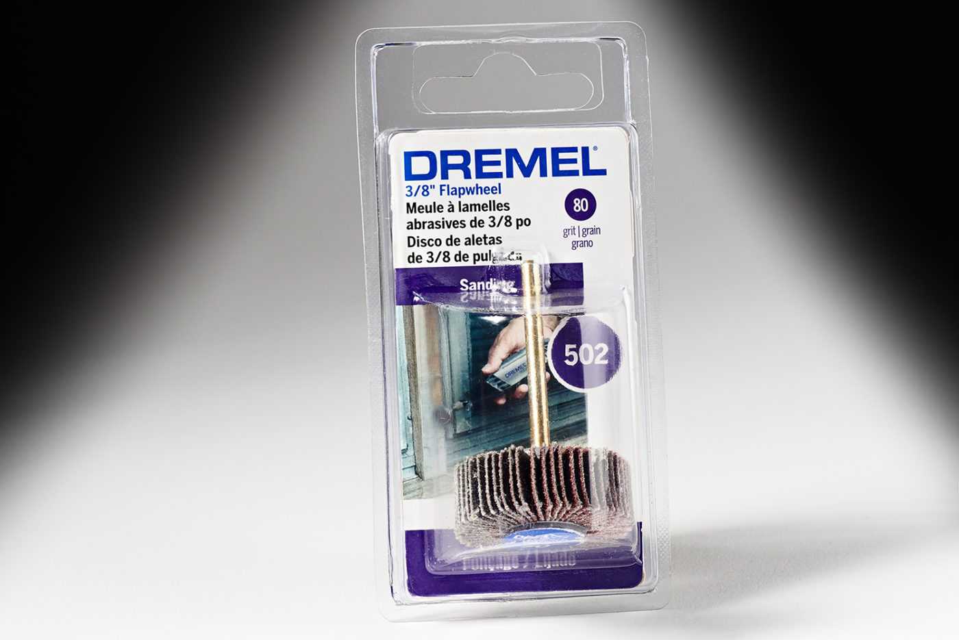Dremel 505 Flap Wheel, 3/16 In Dia, 3/8 In Thick, 1/8 In Arbor