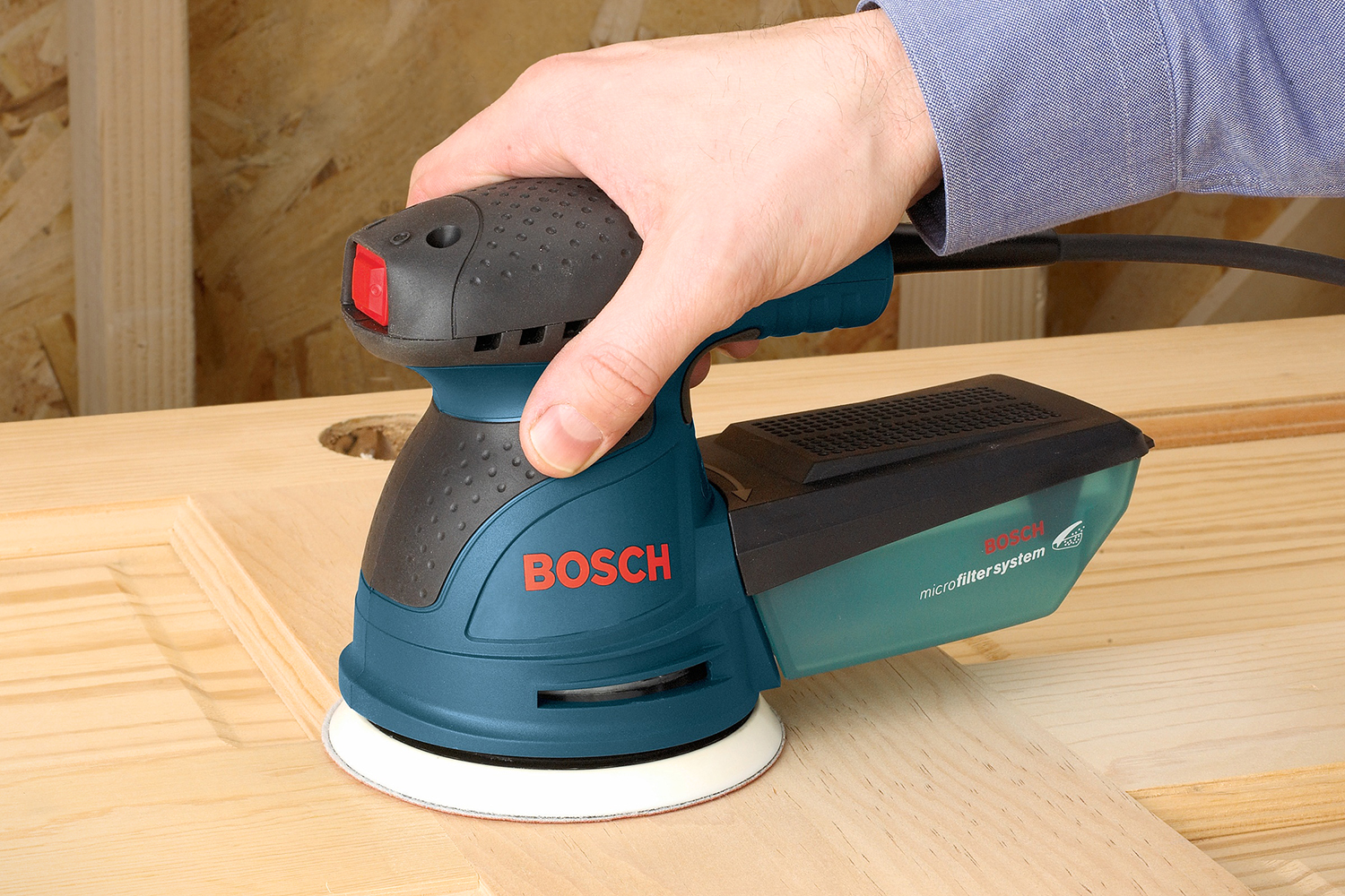 Bosch ROS10 5-Inch Random Orbit Sander - 120V Palm Sander With 12,000 OPM For Smooth Finishing