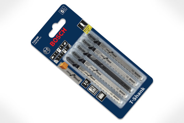 Bosch 5 pc. 4" 10 TPI Reverse Pitch Clean for Wood T-Shank Jig Saw Blades T101BR